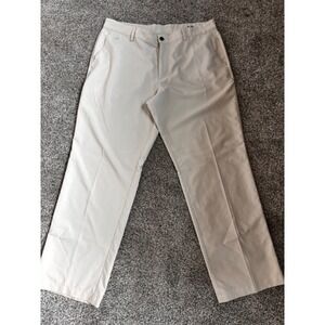 Adidas Golf Pants Flat Front GOLF TRAVEL Performance Chino Beige Mens Size 36x32